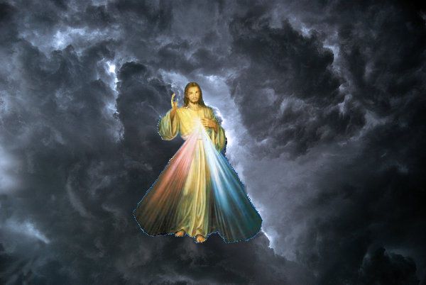 Jesus on dark clouds
